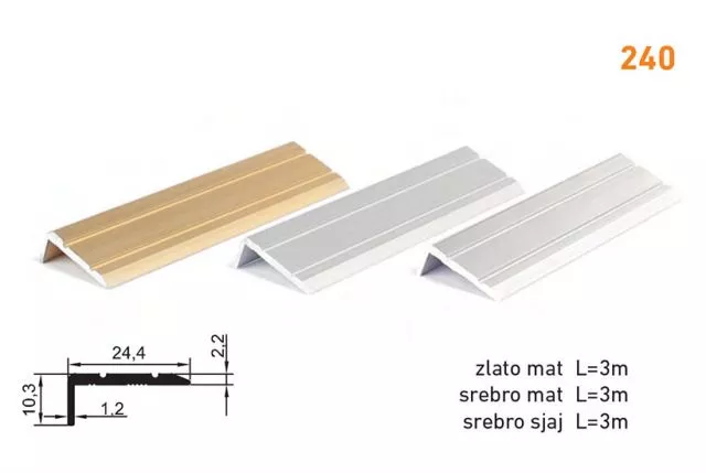 LAJSNA UGAONA L-PROFIL 241 - srebro sjaj 3m - 0