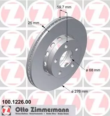 Prednji ventilirajući disk AUDI A8 4,2 QUATTRO 25X276 ZIMMERMANN  - 0