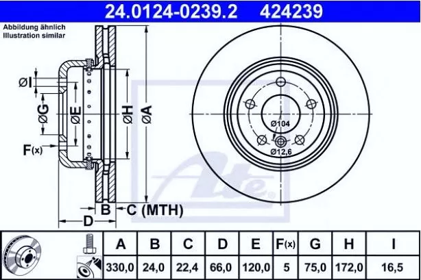 Prednji ventilirajući disk BMW F10 F11 ATE   - 0