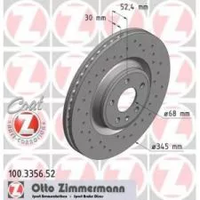 Prednji disk kočnice AUDI A6-A7 - PORSCHE 2011-2020 BUŠENI 30x345mm ZIMERMAN  - 0