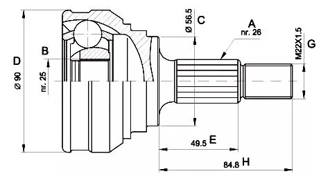 Homokinetički zglob AUDI A100 1976-1989  - 0