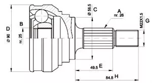 Homokinetički zglob AUDI A100 1976-1989  - 0