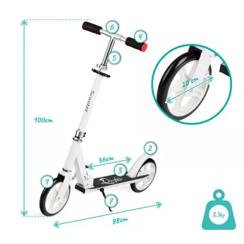 Trotinet za decu Weiss do 100kg QKids – beli - 0