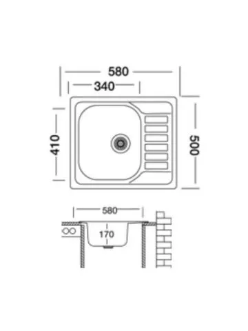 Ugradna sudopera Livinox EC 196 Dekor inox ø90 58x50cm - 0