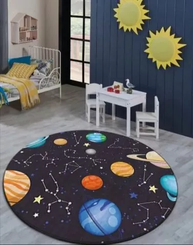 Okrugli tepih za decu 120x120cm sa gumenom podlogom – Cosmos, TG-070 - 0