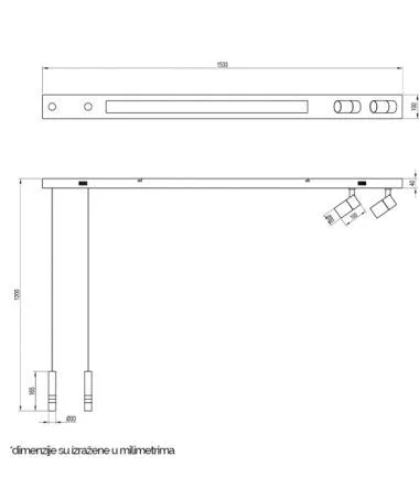 VESTA 484 VISILICA/PLAFONSKA SVETILJKA 33W+2*5W+2*6W 3000K CRNA 201448 - 1