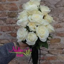 Bidermajer 19 avelanž ruža u duguljastom buketu, sa dužom drškom - B363 - 0