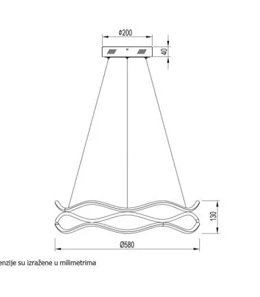 Vesta 542 visilica 55W 3000K CRNA/MESING 201731 - 0