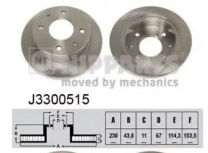 Disk prednji ventilirajući 230x11 HYUNDAI ATOS NIPPARTS  - 0