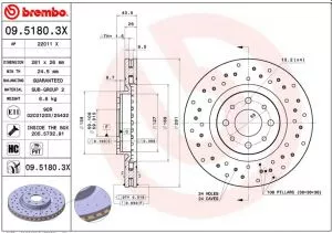 Disk prednji ventilirajući ALFA ROMEO MITO FIAT BRAVO 2 LANCIA DELTA 3 281x26 BREMBO  - 0