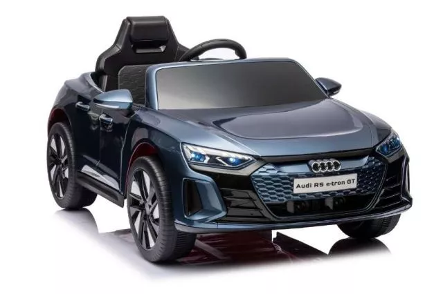 Dečiji auto licencirani Audi E-tron GT sa kožnim sedištem i mekim gumama – plavi - 0