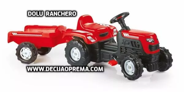 Traktor na pedale Dolu Ranchero sa prikolicom Crveni - 0