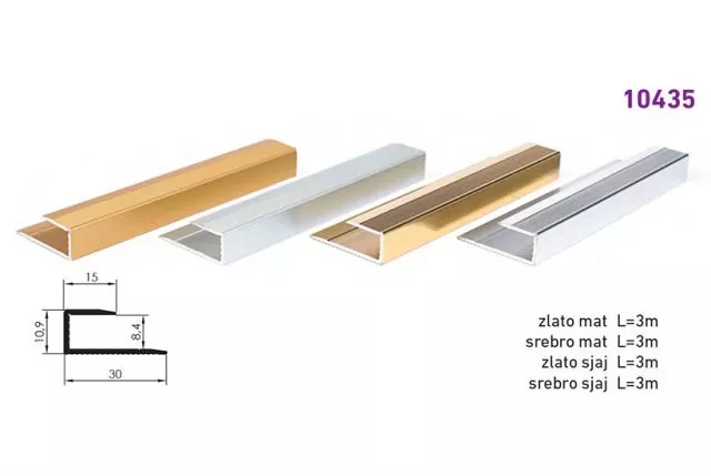 LAJSNA ZAVRŠNA U-PROFIL 10435 - srebro mat - 0