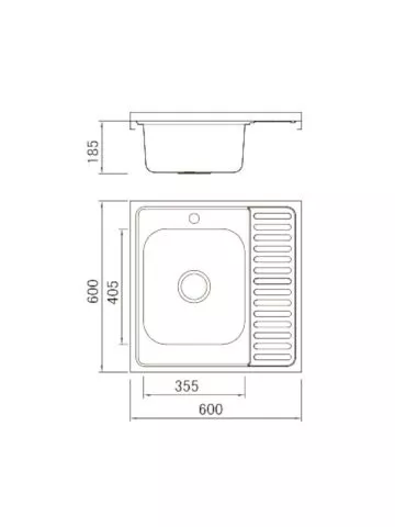 Nasadna sudopera Boloco BL 863 inox ø60 60x60cm - 1