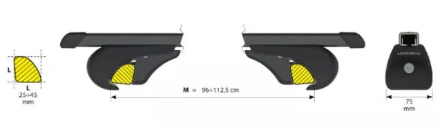 Krovni nosači VW Caddy Life (2004-2015), čelične šipke – Nordrive RailTop M - 0