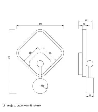 Vesta 466 ZIDNA LAMPA 15W 3000K CRNA/BRUŠENO ZLATO 201435 - 1