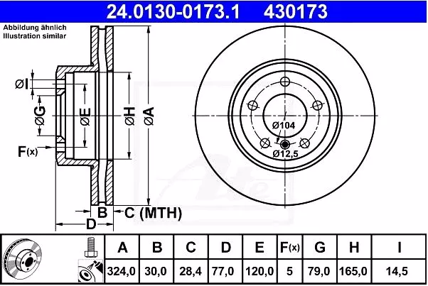 Disk prednji BMW E60 2.0-3.0 2004-2010 ATE  - 0