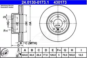 Disk prednji BMW E60 2.0-3.0 2004-2010 ATE  - 0