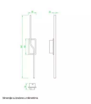 Vesta 470 ZIDNA LAMPA 15W 3000K CRNA 201387 - 1