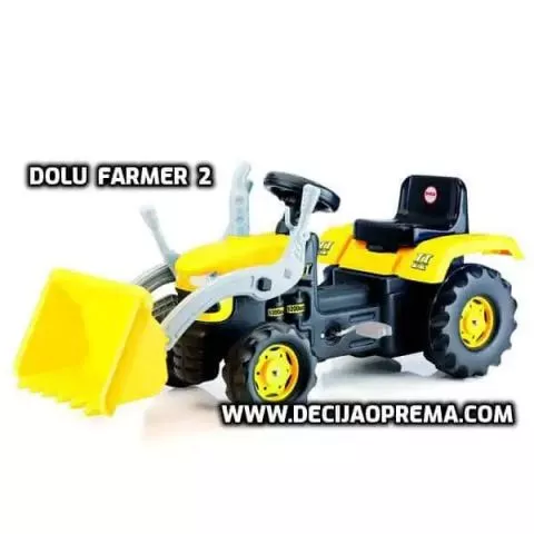 Traktor na pedale Dolu Farmer 2 Žuti sa kašikom - 0