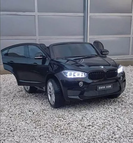 Džip BMW X6M dvosed na akumulator 2X120W sa kožnim sedištem i mekim gumama – crni - 0