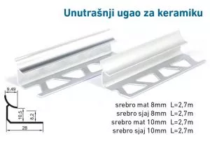 LAJSNA ZA KERAMIKU UNUTRAŠNJI UGAO - mat 10 mm - 0