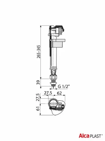 Plovak (vertikalni) 1/2″ mesingani ulaz - 1