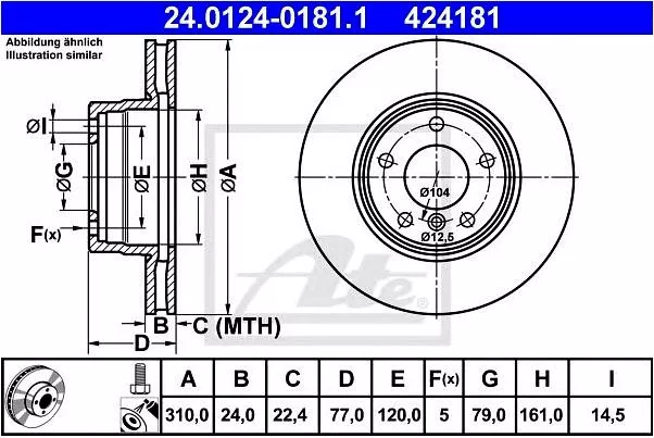 Prednji ventilirajući disk BMW E60 E61 ATE  - 0