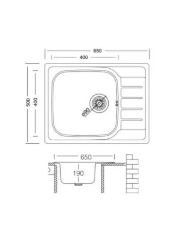 Ugradna sudopera Livinox EX 180 inox ø90 65x50cm - 0