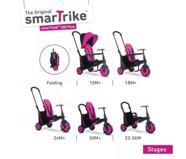 Sklopivi tricikl Smart Trike STR3 Plus 6u1 sa podesivim naslonom – roze - 0