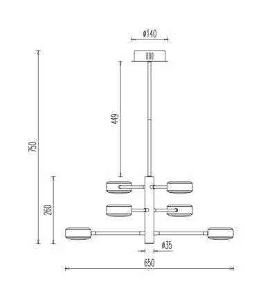 Bry-arcana-PD-6H-crna-3000K-LED visilica BH18-01101 - 0