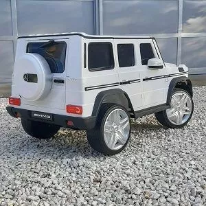 Dečiji licencirani auto Mercedes G63 MAX na akumulator sa kožnim sedištem i mekim gumama – beli - 1