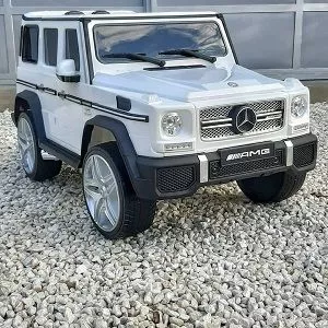 Dečiji licencirani auto Mercedes G63 MAX na akumulator sa kožnim sedištem i mekim gumama – beli - 0