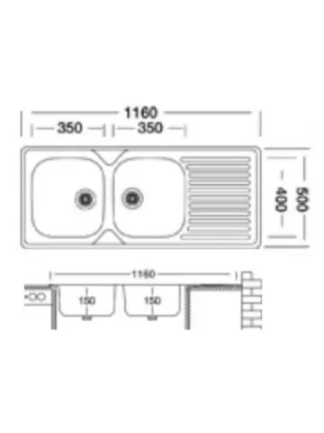 Ugradna sudopera Livinox EC 138K inox ø90 116x50cm - 0