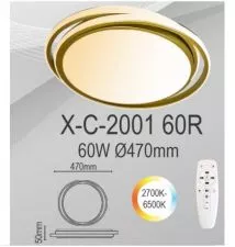 Led plafonjera X-C-2001 60R+ DALJINSKI, GOLD - 0